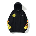Foam smiley flame sleeve hooded sweatshirt