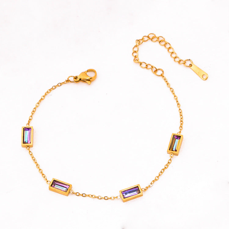 Simple Color Zircon Rhinestone Irregular Heart Water Drop Bracelet