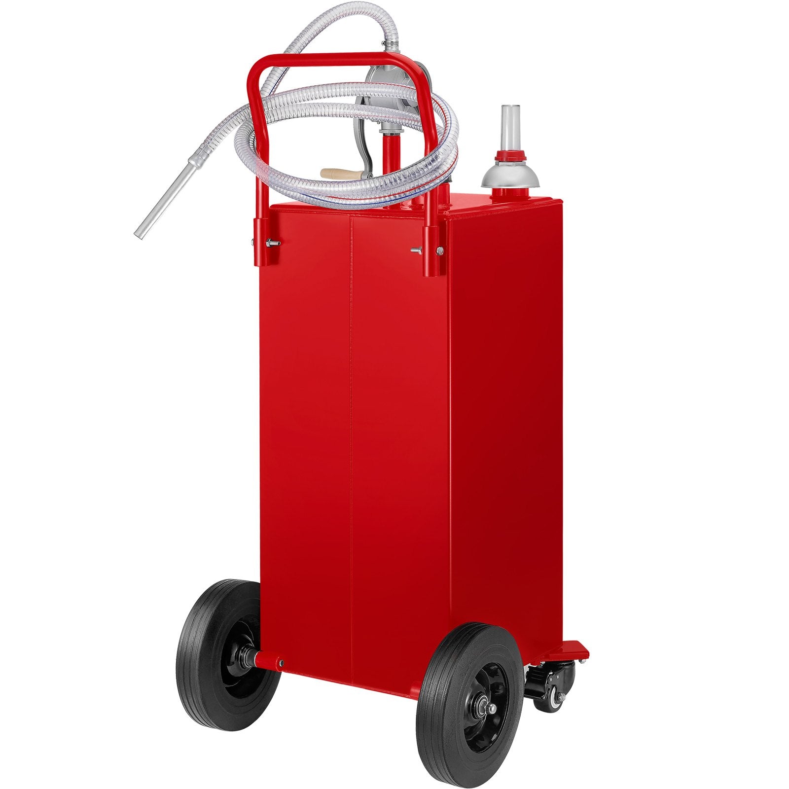 VEVOR 30 Gallon Fuel Caddy, Gas Storage Tank 4 Wheels, With Manuel TransferPump, Gasoline DieselFuel Container For Cars, Lawn Mowers, ATVs, Boats, More, Red