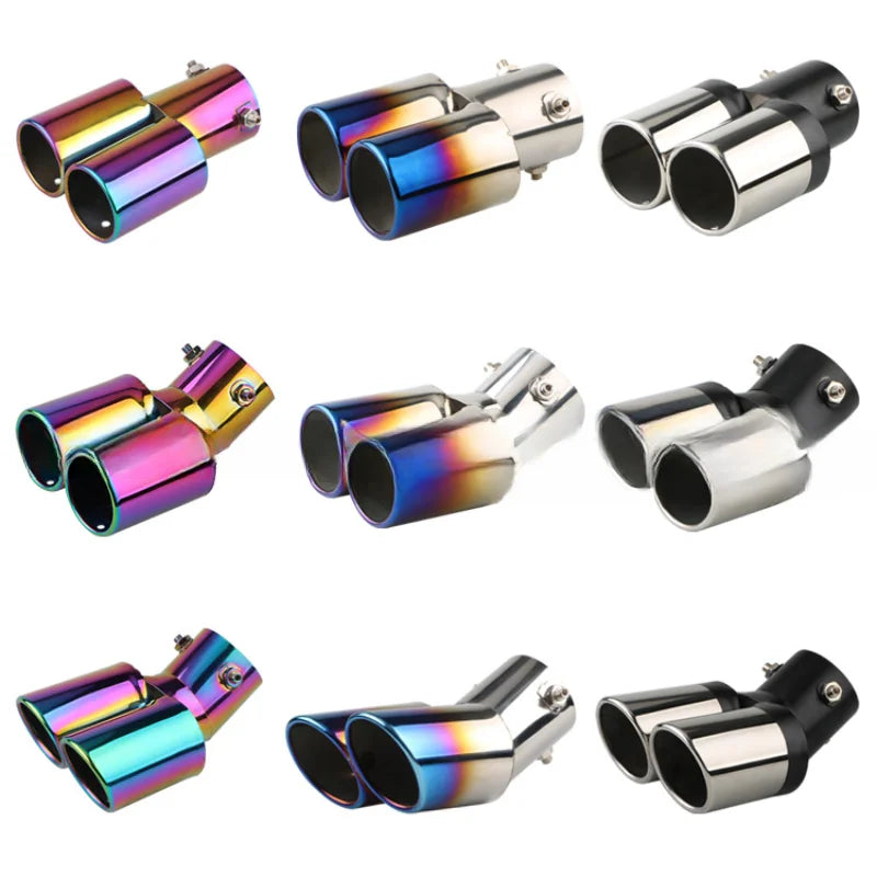 Automobile Universal Tail Double Muffler Stainless Steel Exhaust Pipe