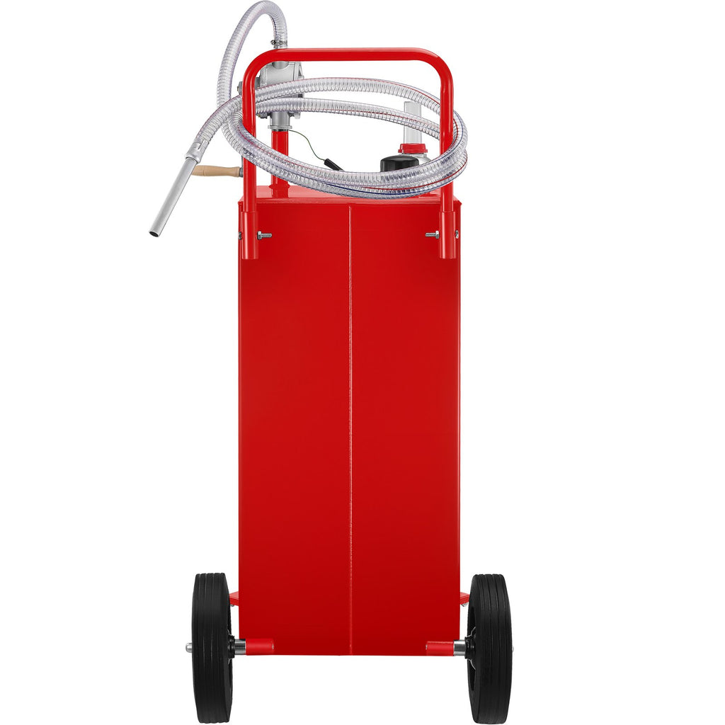 VEVOR 30 Gallon Fuel Caddy, Gas Storage Tank 4 Wheels, With Manuel TransferPump, Gasoline DieselFuel Container For Cars, Lawn Mowers, ATVs, Boats, More, Red
