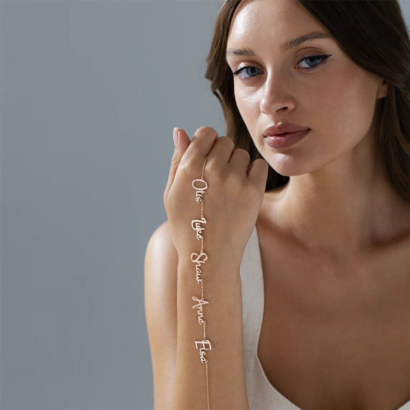 Personalized Stainless Steel Cut Multiple English Name Necklace